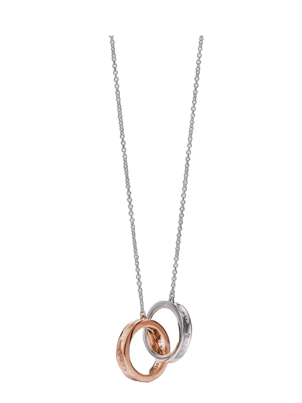 Tiffany & Co Interlocking Rose Gold and Silver Pendant Necklace - Women Jewelry